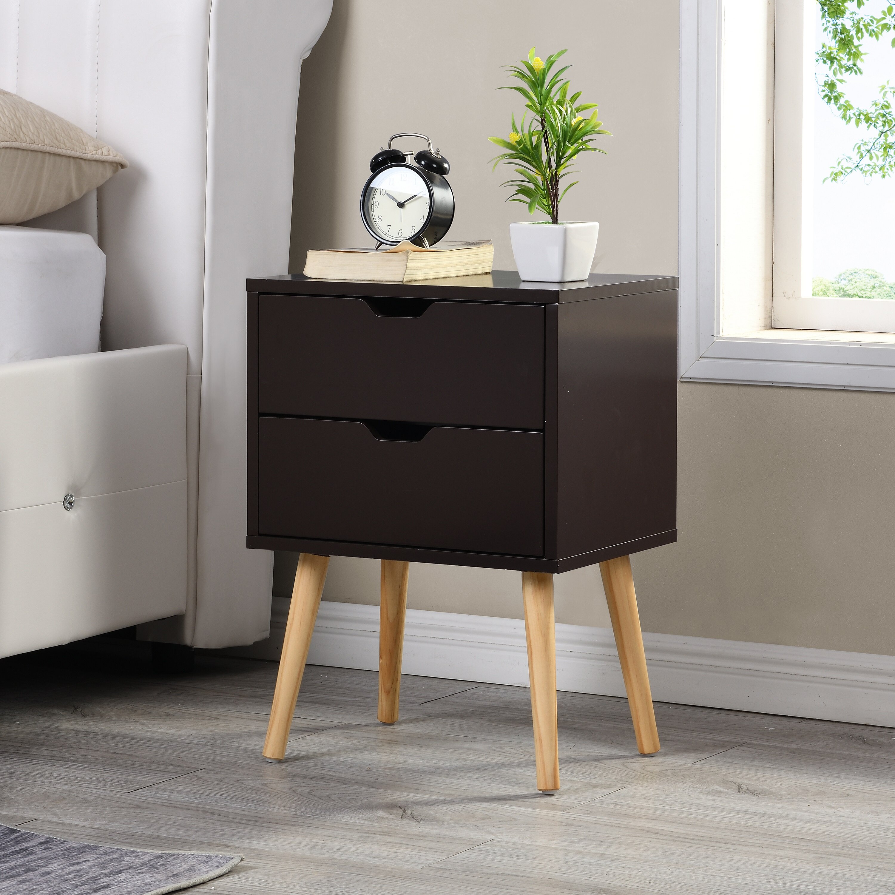 George Oliver Jenice 2 Drawer Nightstand In Espresso Wayfair