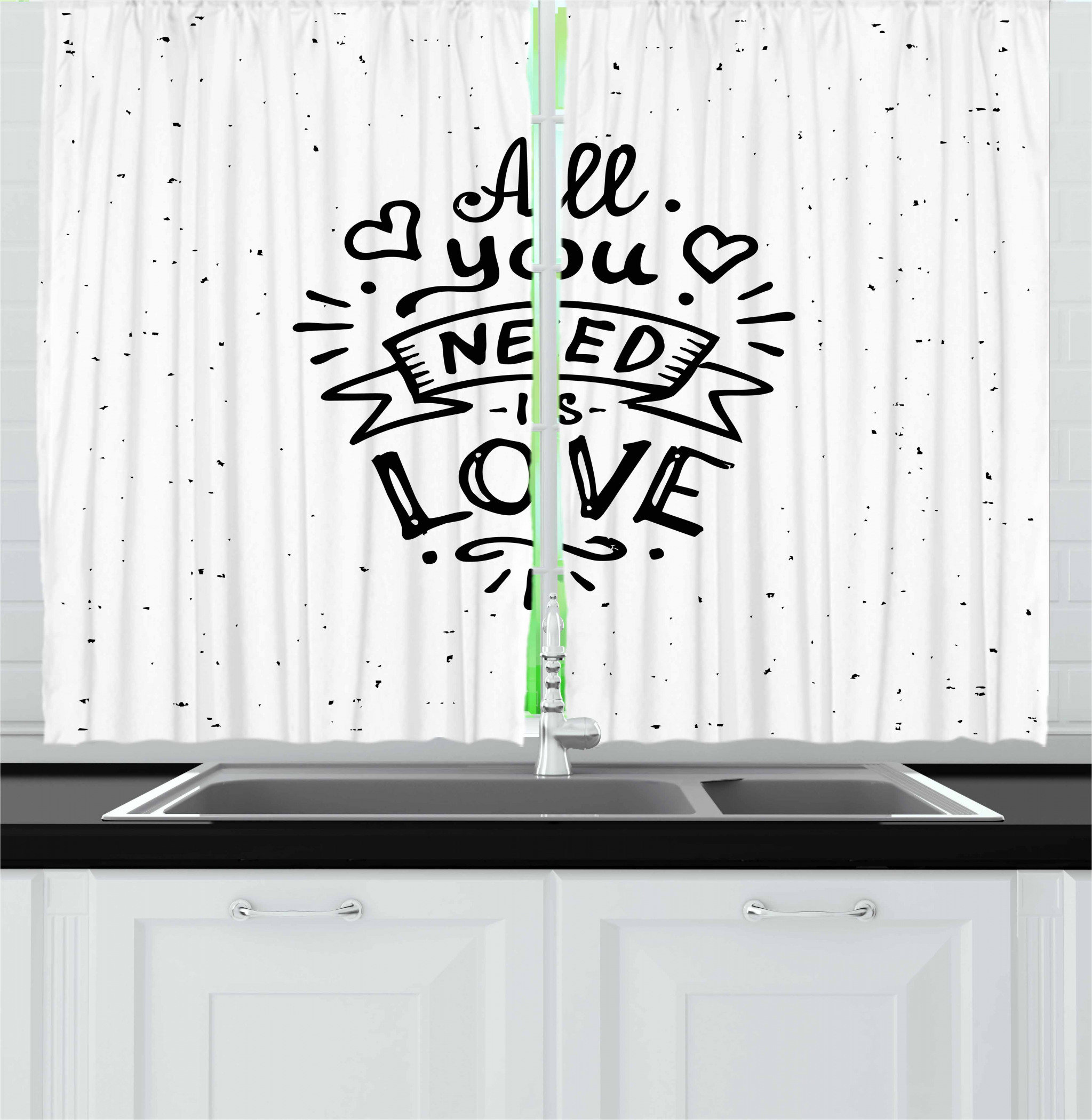 East Urban Home Love 2 Piece Kitchen Curtain Set Wayfair