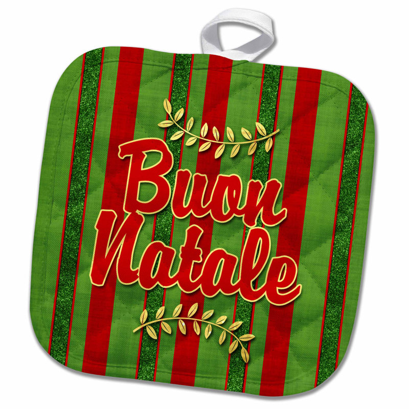 3drose Buon Natale Italian Christmas Festive Stripes In And Potholder Wayfair