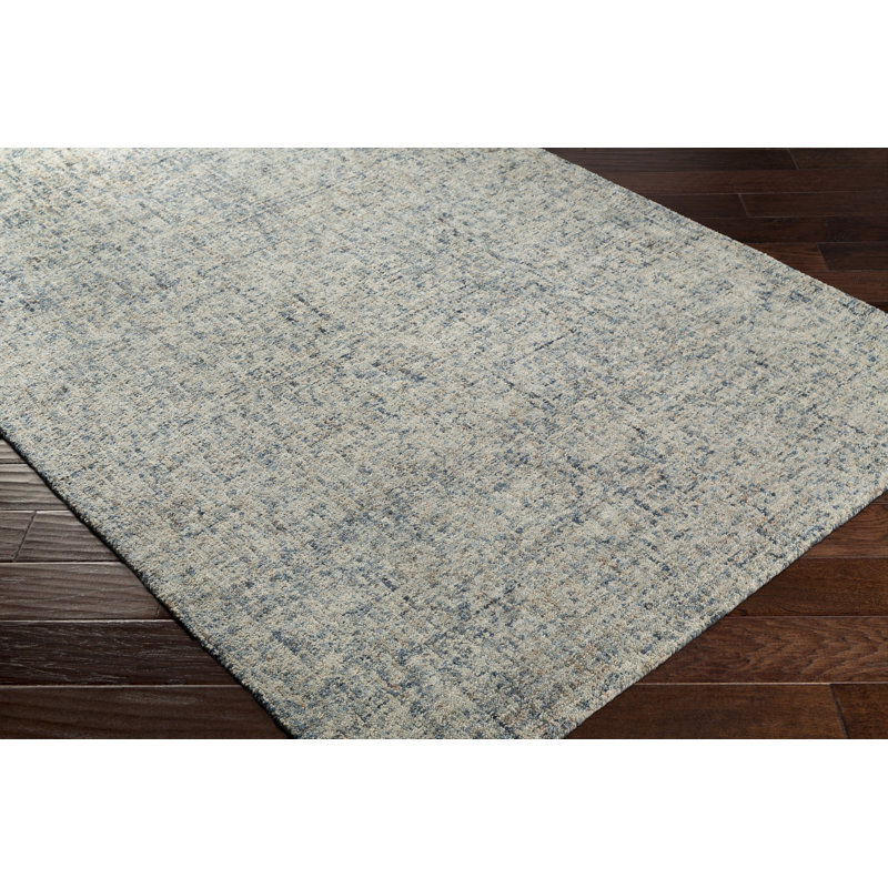 17 Stories Bale Abstract Handmade Tufted Wool Navy Ivory Area Rug Wayfair
