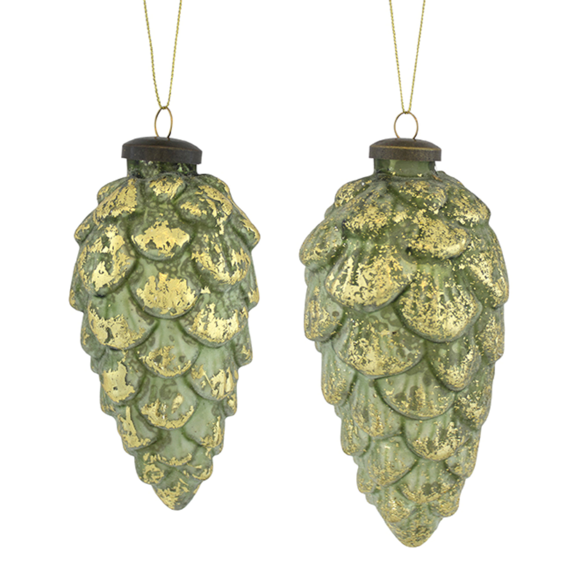 The Holiday Aisle 12 Piece Pine Cone Glass Finial Ornament Set Wayfair