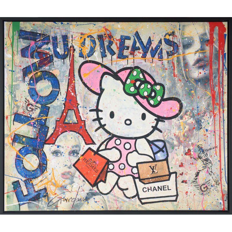 'Hello Kitty' by Gardani - Picture Frame Painting Print on Canvas