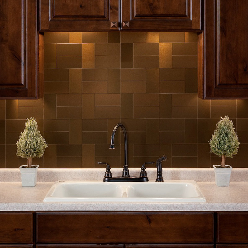 Aspect Short Grain 3 X 6 Metal L Stick Subway Tile Kit In Metal L Stick Subway Tile