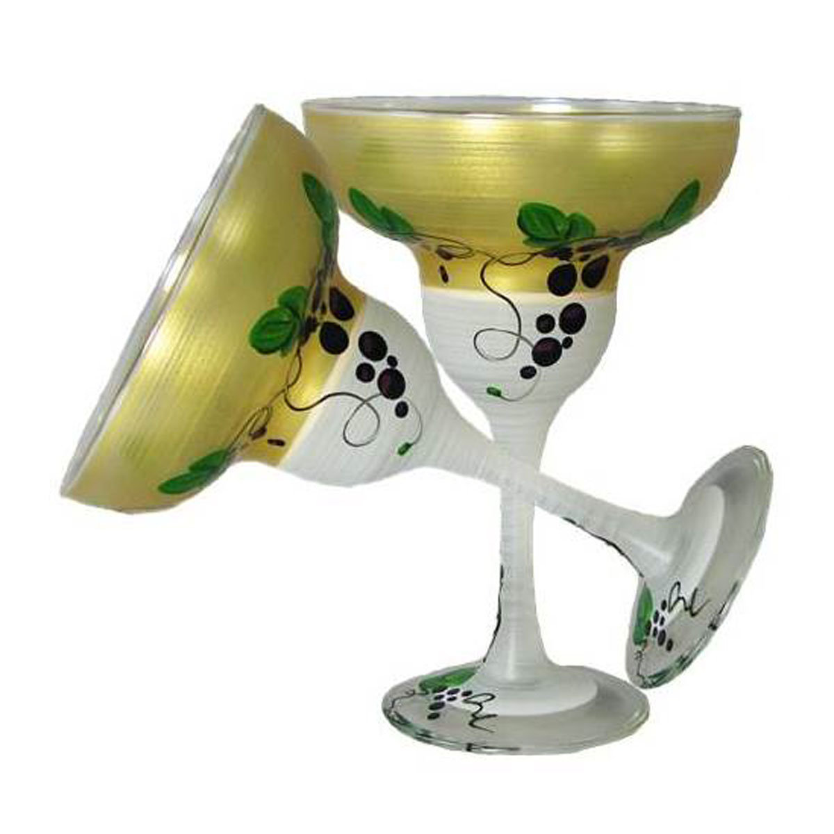 Golden Hill Studio Martini Glasses Hand Painted in the USA by American Artists-Set of 2-Pewter Vine Collection