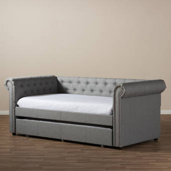 Mickel Modern And Contemporary Fabric Twin Daybed With Trundle