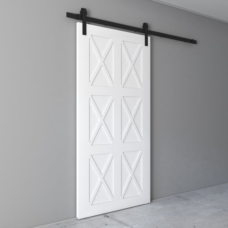 Urban Woodcraft Paneled Wood Oxford Barn Door With Installation