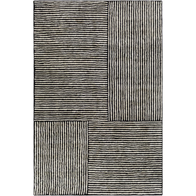 Balos Hand Tufted Black/Ivory Rug,  Rectangle 5' x 7'6" Rectangle 5' x 7'6" 