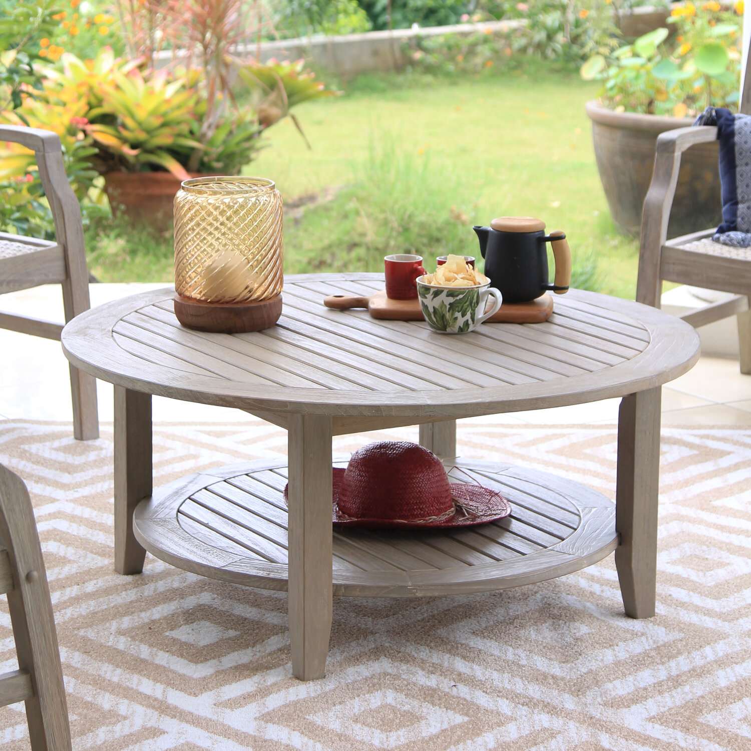 grey teak outdoor coffee table