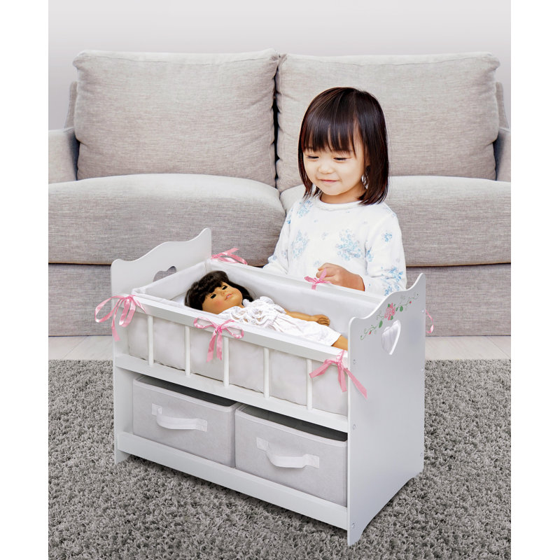 badger basket white rose doll high chair