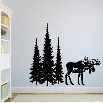 Loon Peak Dorella Moose And Pine Evergreen Tree Forest Wall Decal Wayfair