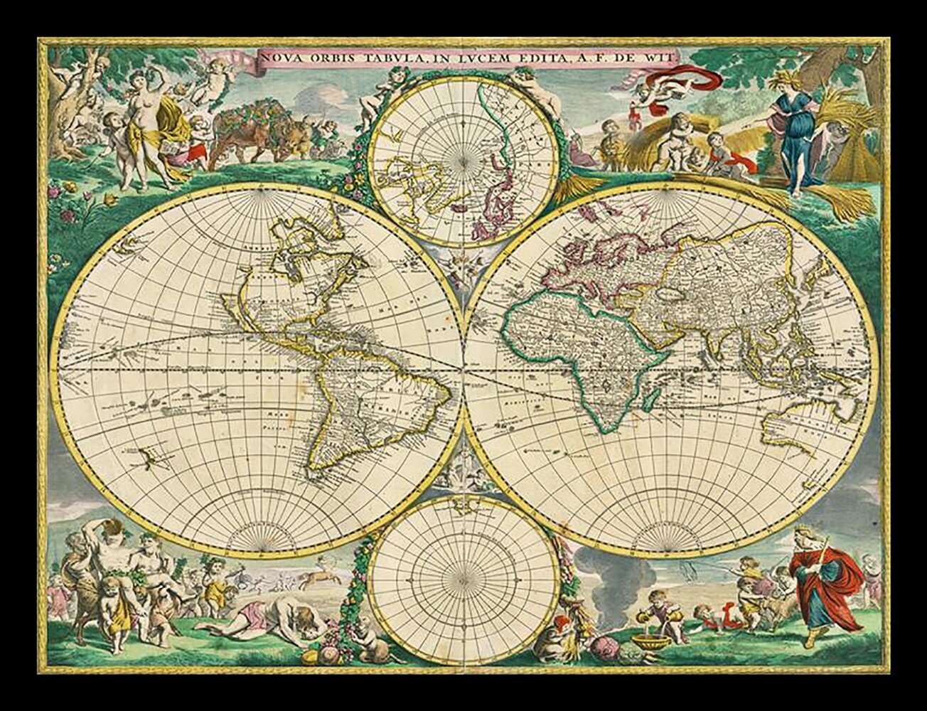 Astoria Grand Terra Nova 1670 Frederik De Wits World Map by Frederick ...