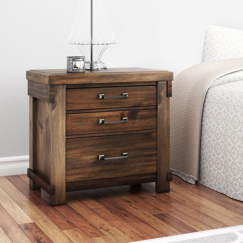 Three Posts Wauseon 3 Drawer Nightstand Reviews Wayfair