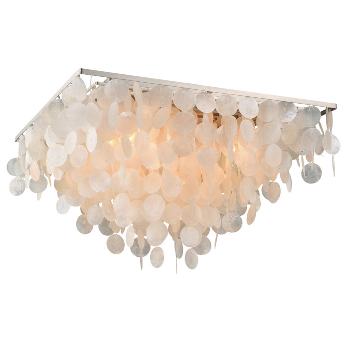 Beachcrest Home Navua Capiz Shell Square 5 Light Flush Mount