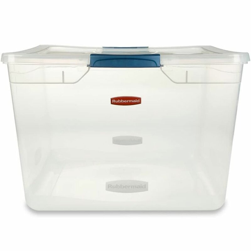Rubbermaid Cleverstore Clear 30 QT Pack of 6 Stackable Plastic Storage Containers with Durable Latching Clear Lids