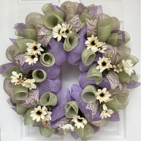 Wreath Purple and Lavender Easter or Spring beautiful lily ribbon