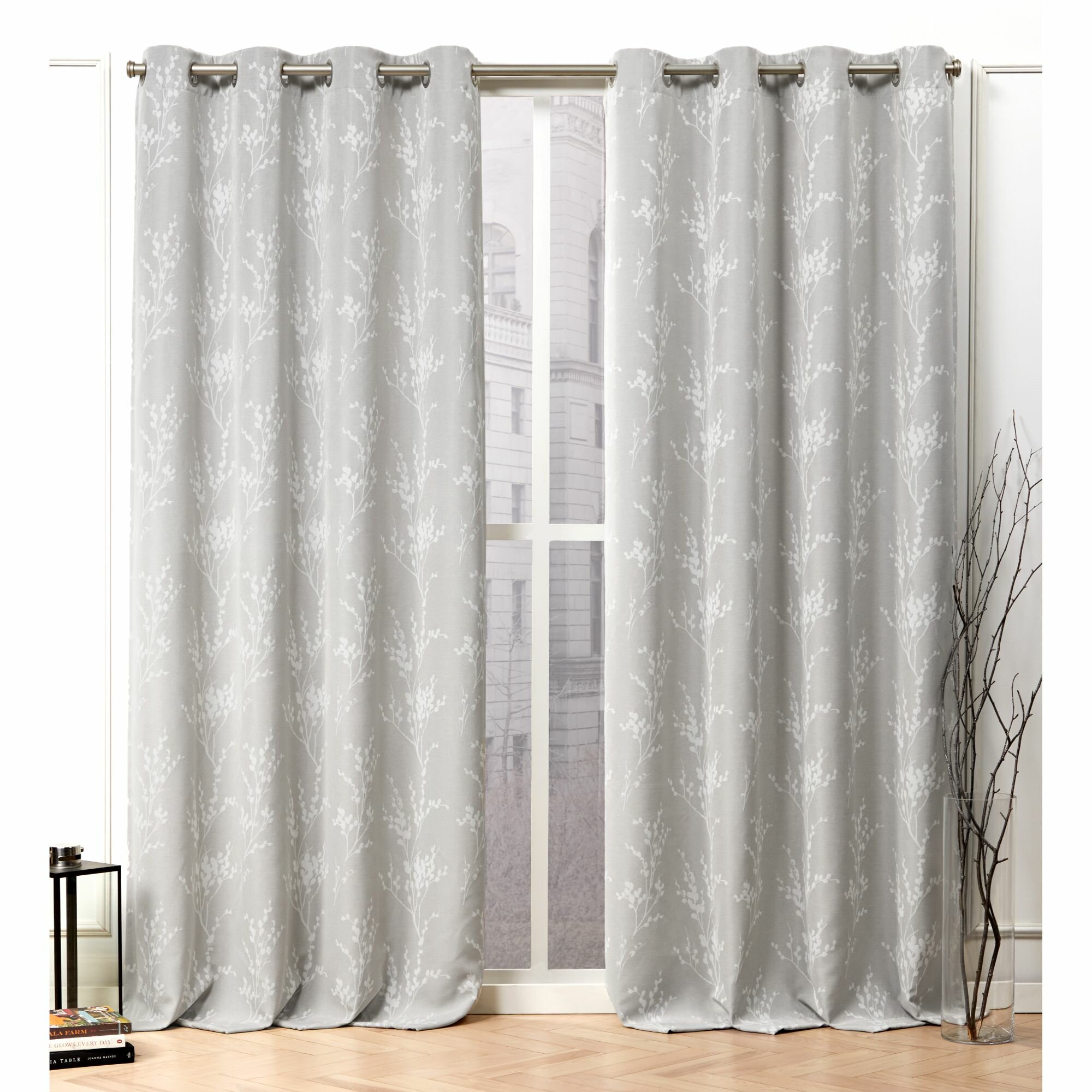 Nicole Miller Turion Floral Blackout Thermal Grommet Curtain Panels ...