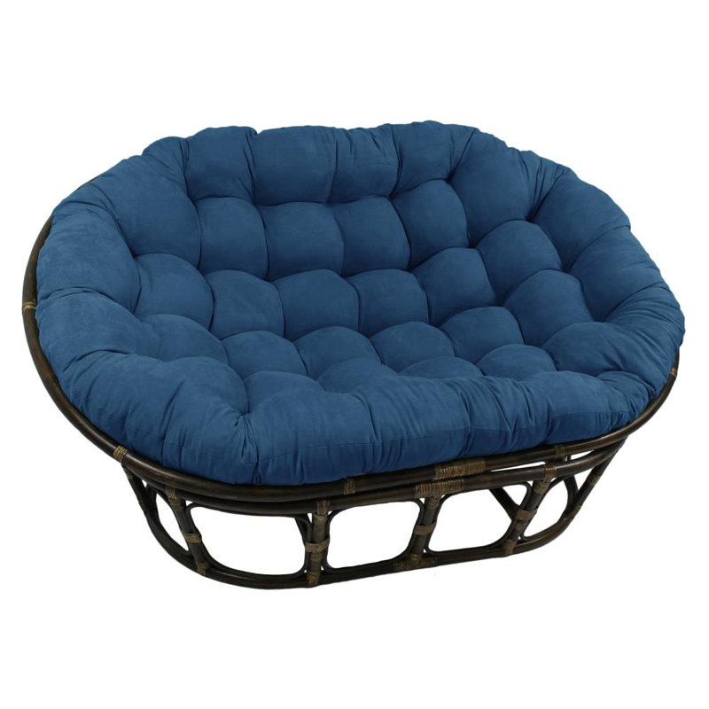 INCOMPLETE CUSHION ONLY Papasan Premium Indoor Lounge Chair Cushion Cushion Color: Indigo, Size: 65" W x 48" D