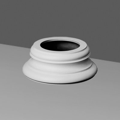 High Density Polyurethane Whole Column Base, Primed White 12 5/8" H x 4 7/8" W x 12 5/8" D Capital