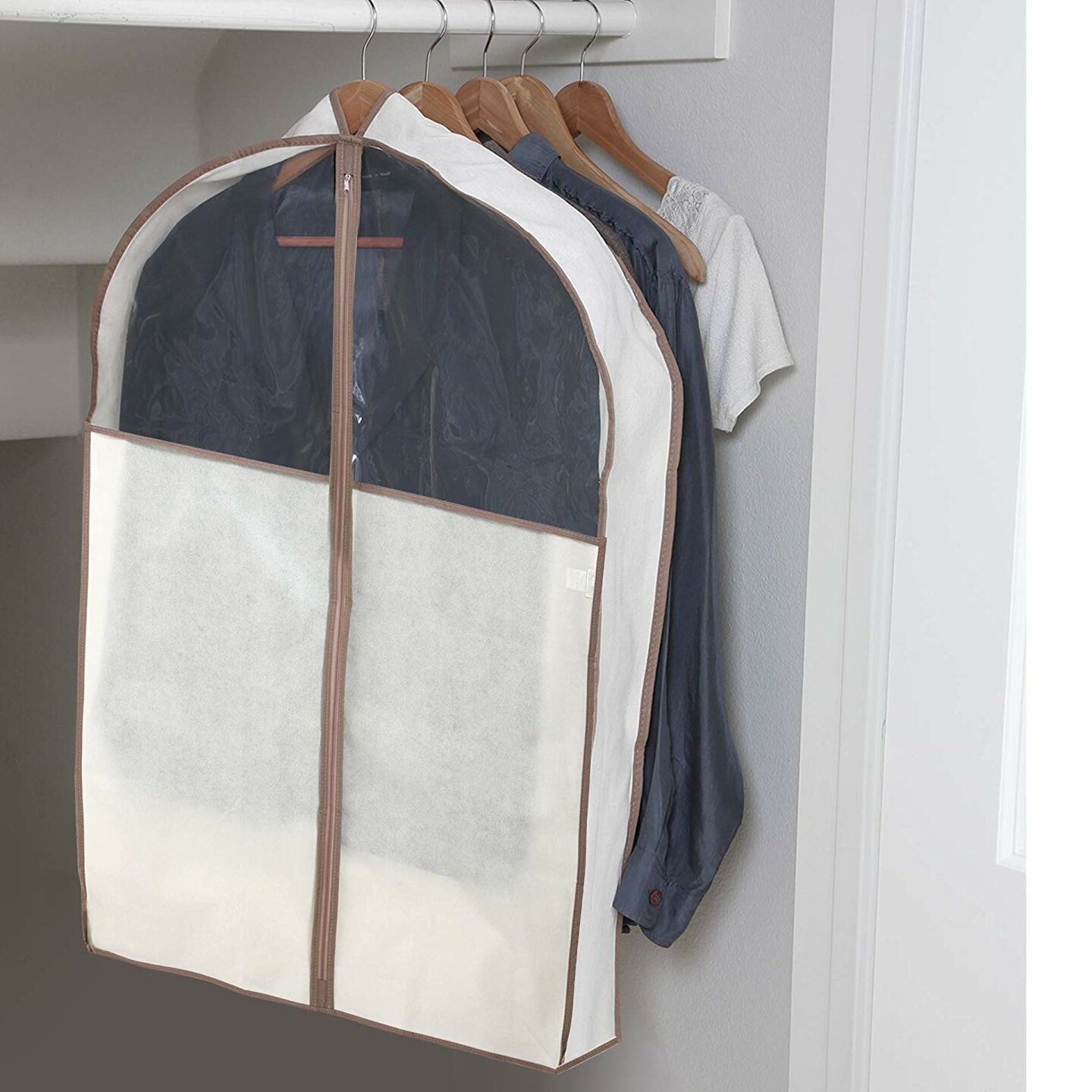 SmartDesign Gusseted Suit Garment Bag With Clear Window | Wayfair