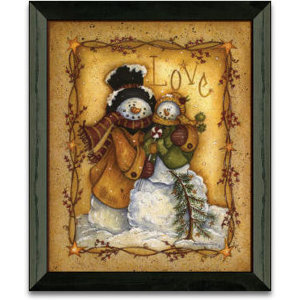 'Snow Folk Love Christmas Holiday' Framed Graphic Art