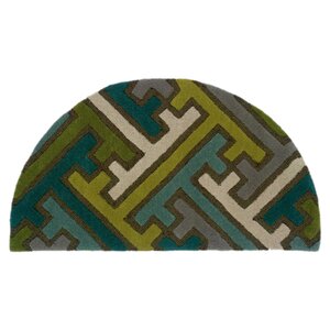 Leanne Hand-Woven Wool Green/Blue Area Rug