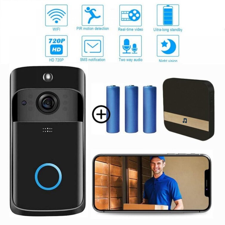 Smart WiFi Wireless Doorbell Video Two-Way HD Talk PIR Door Bell Security Camera