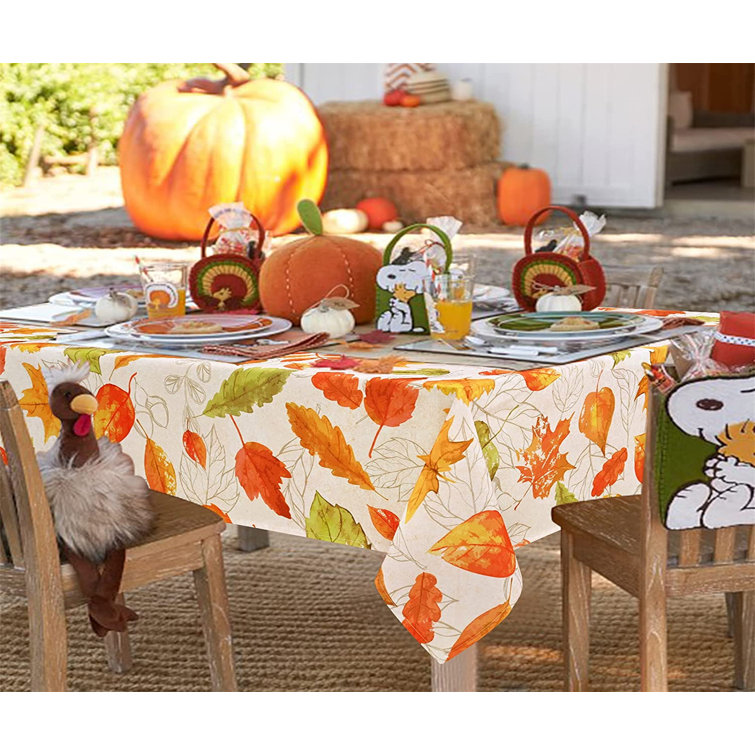 Autumn Foliage Leaves Digital Painting Round Tablecloth Waterproof Patterned Washable Table Cover for Holiday Home Party Picnic