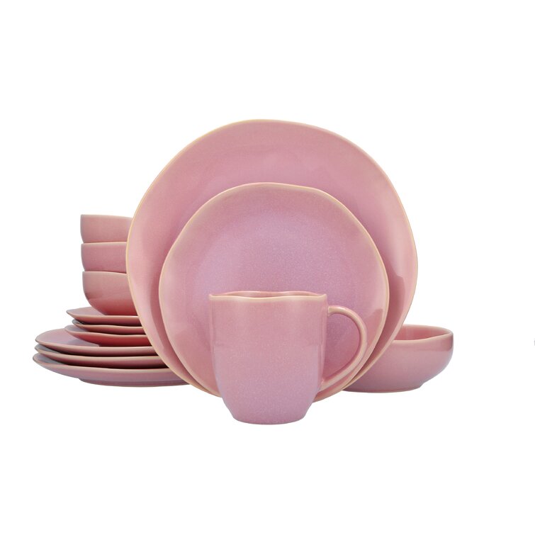 Dusty Pink Service for 4 Scott Living Modern Classic 16 Piece Dinnerware Set