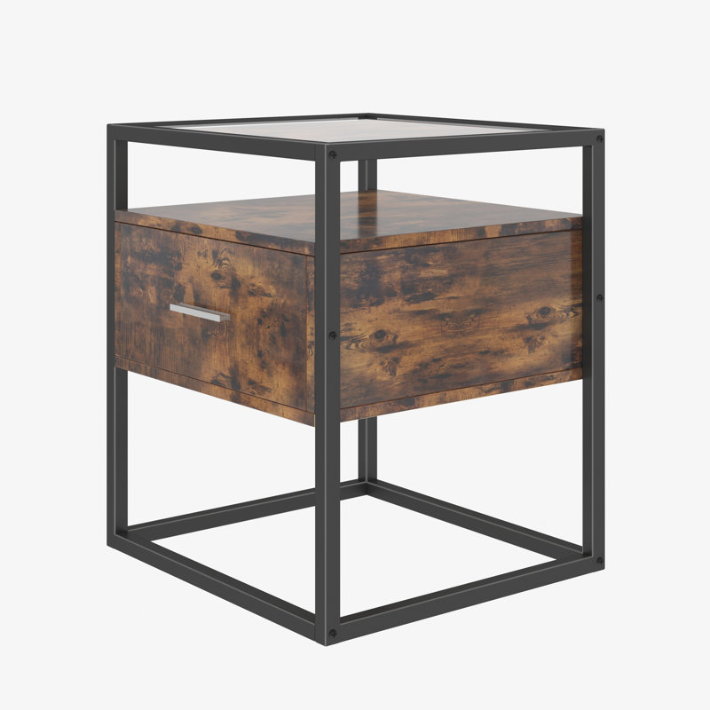Ogilvy Factory Llc 1 Drawer Metal Nightstand In Vintage Brown Wayfair