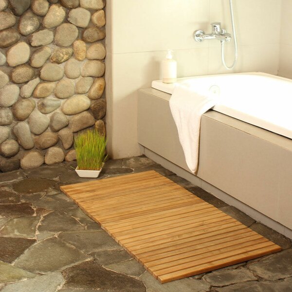 wooden bath mat