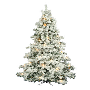 Flocked Alaskan 75 White Green Artificial Christmas Tree With 800 Incandescent Stand Flocked Alaskan 75 White Green Artificial Christmas Tree With 800 Incandescent Stand