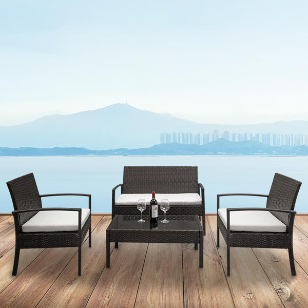 Latitude Run 4pcs Outdoor Patio Garden Wicker Furniture Rattan Convensation Sofa Set Wayfair Ca