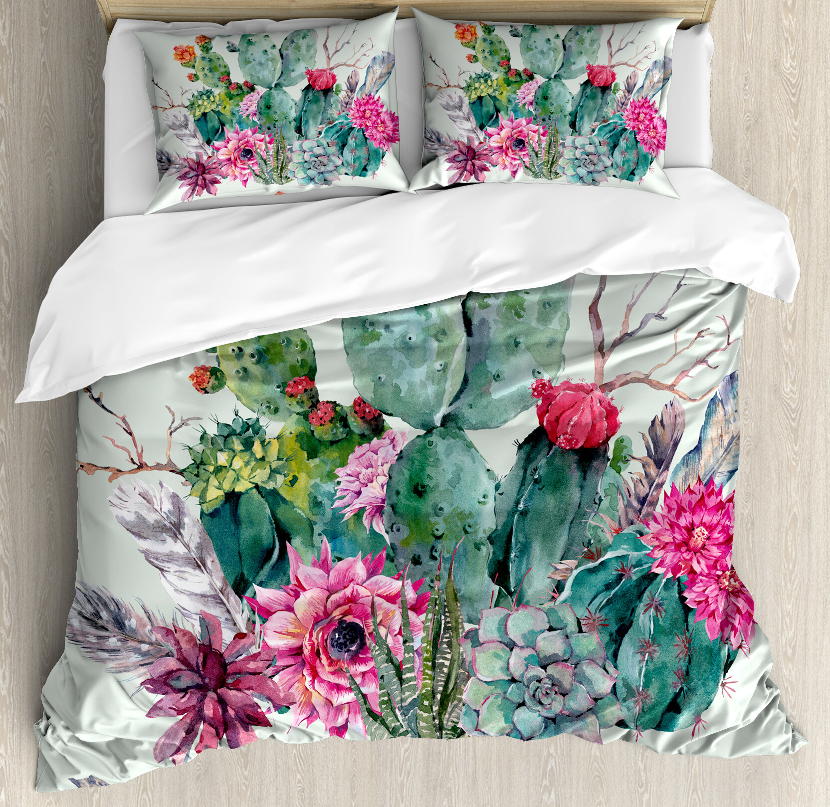 Brand New Quirky Cacti Cactus Plants Reversible Duvet Quilt Cover