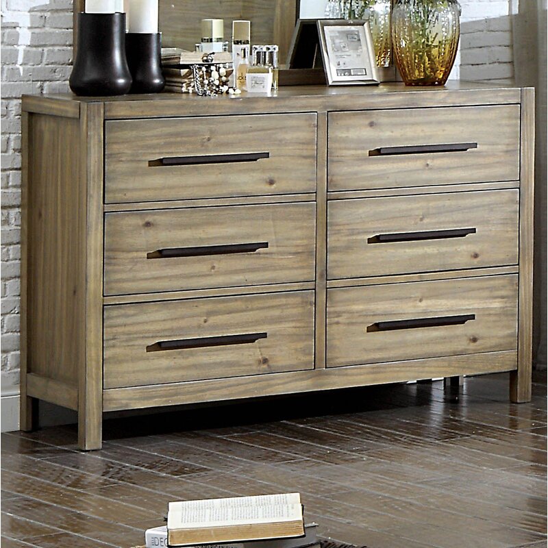 Union Rustic Peres 6 Drawer Double Dresser With Mirror Wayfair