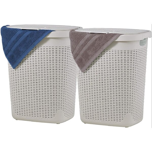 Round Plastic Large Laundry Basket Bin Linen Washing Storage Hamper With Lid 50L 