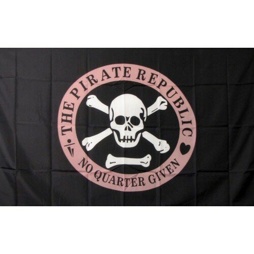 2 styles avail "PIRATE REPUBLIC" flag 3x5 ft poly no quarter given skull bone 