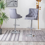 Samoset Swivel Adjustable Height Bar Stool by Rosdorf Park