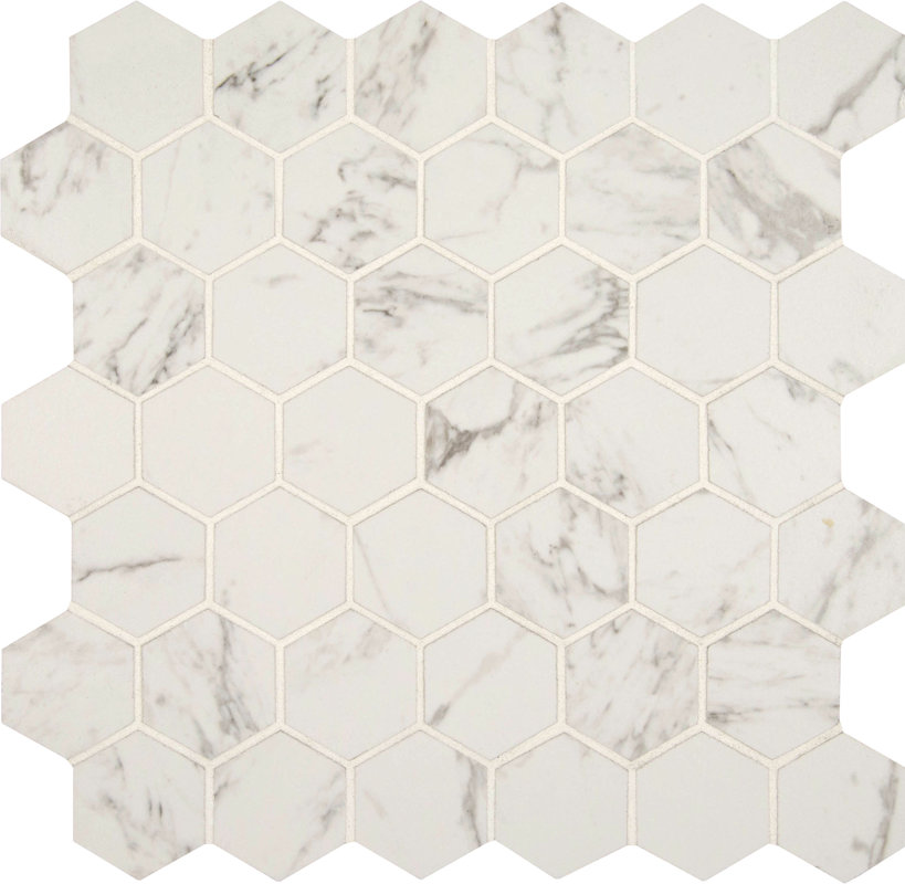 Msi Carrara 2 X Hexagon Porcelain Mosaic Tile In Matte Carrara 2 X Hexagon Porcelain Mosaic Tile