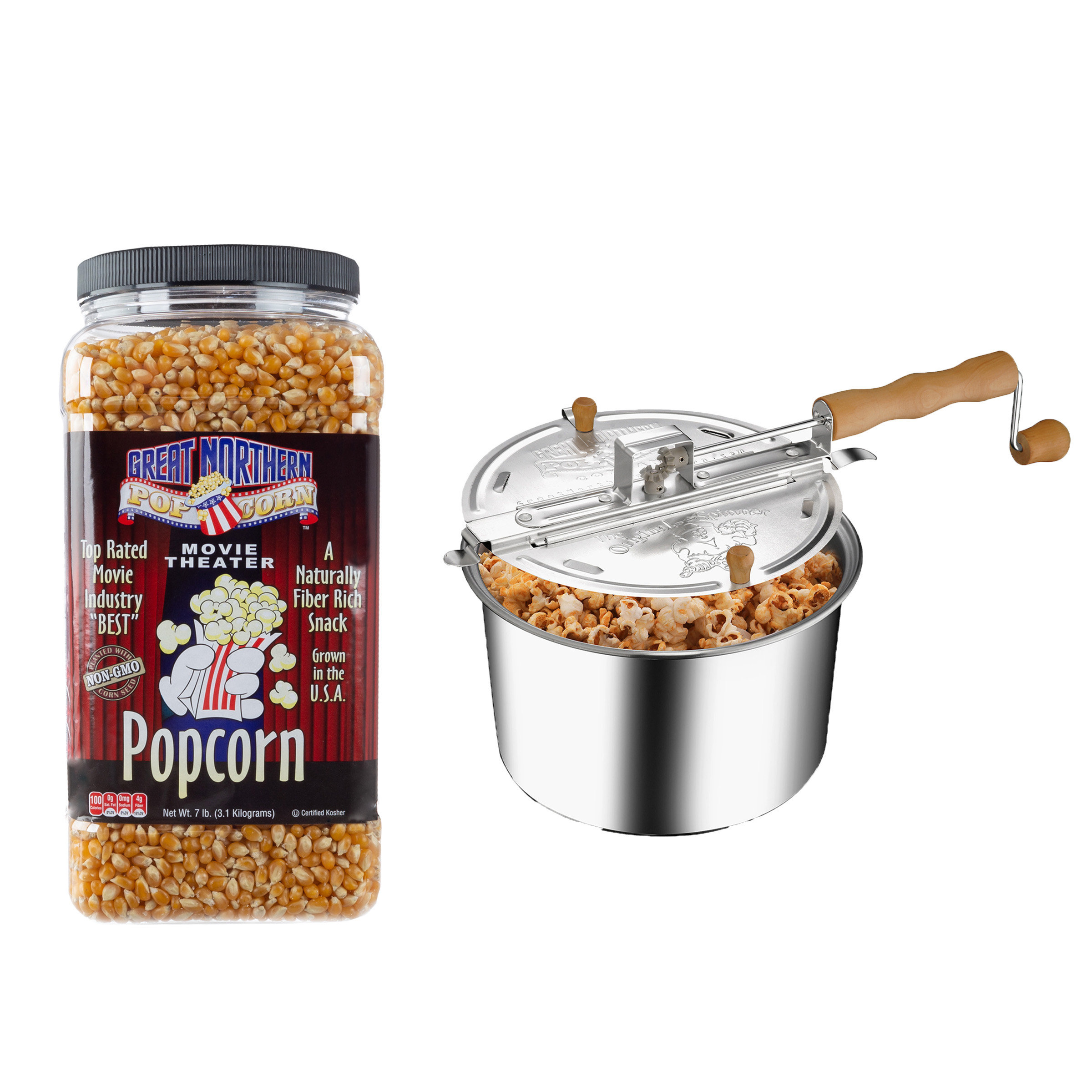 Great Northern Popcorn Stove Top Popcorn Maker 6.5Quart Stainless