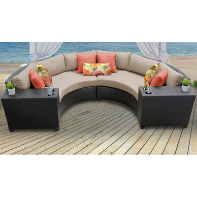 Camak 4 Piece Rattan Sectional Seating Group With Cushions Rosecliff Heights Cushion Color Wheat