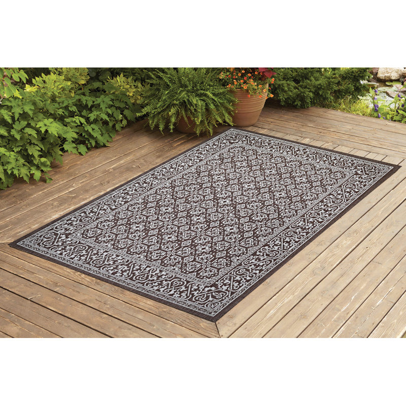 Charlton Home Satterlee Dark Brown Indoor Outdoor Area Rug Wayfair