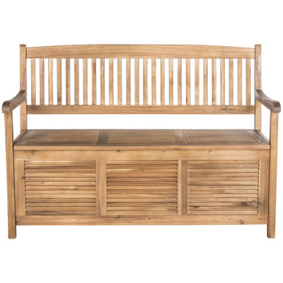 One Allium Way Brisbane Acacia Garden Storage Bench Color Teak Brown
