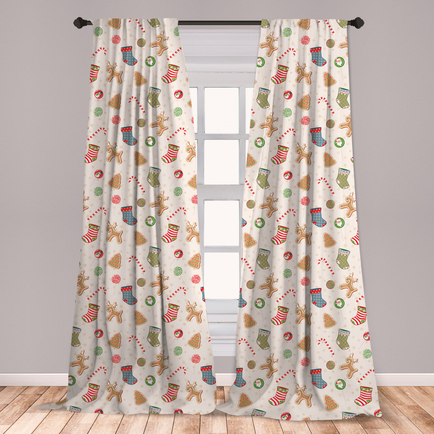 East Urban Home Ambesonne Christmas Window Curtains Traditional Ambesonne Christmas Window Curtains