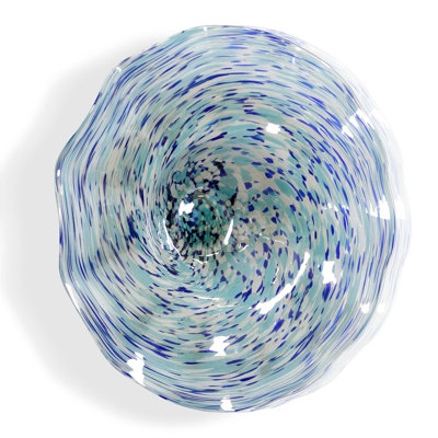Amez Glass Decorative Bowl in Blue/Beige