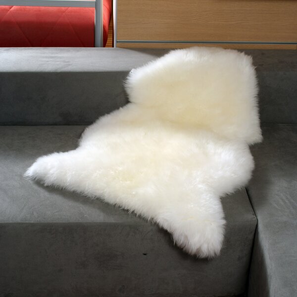 Real sheepskin rug DOUBLE white 100% genuine natural shaggy soft dense wool