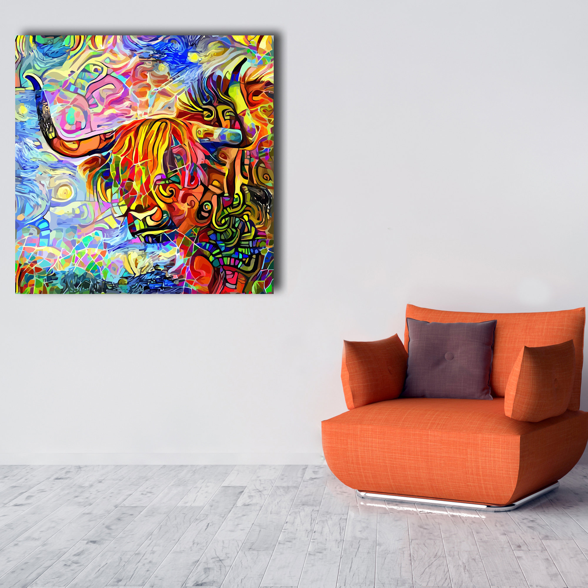Foundry Select Colourful Bull Animals Abstract Fractals - Graphic Art |  Wayfair