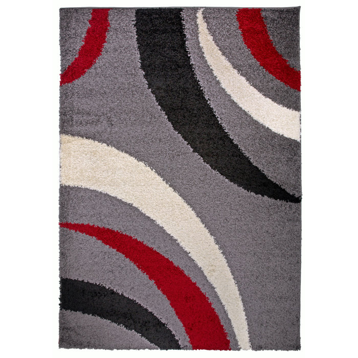 Samantha Cozy Contemporary Abstract Red Area Rug