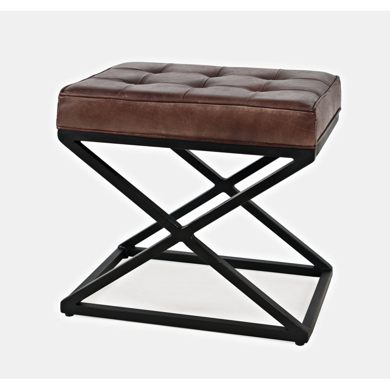 Lorilee 20" Genuine Leather Tufted Rectangle Standard Ottoman & Reviews AllModern