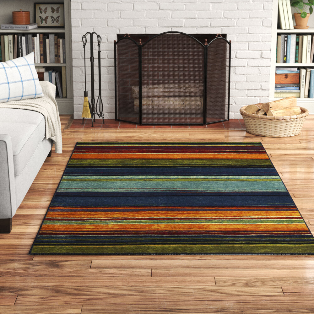 Multi-Color Colorful Banded Swirly Lines Contemporary Area Rug Pictorial ST-26 