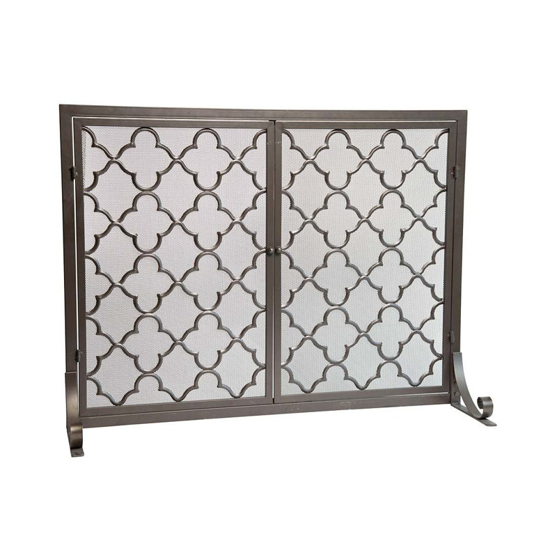 Plow Hearth Geometric Single Panel Steel Fireplace Screen